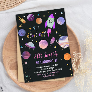 Invitación al cumpleaños de Galaxy Purple Planets