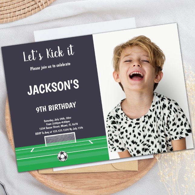 Invitación al cumpleaños de Goal Soccer con foto (Goal Soccer Birthday Invitations with photo)
