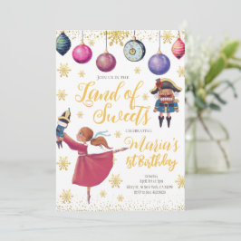 Invitación al cumpleaños de Gold Winter Nutcracker