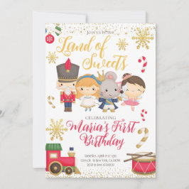 Invitación al cumpleaños de Gold Winter Nutcracker