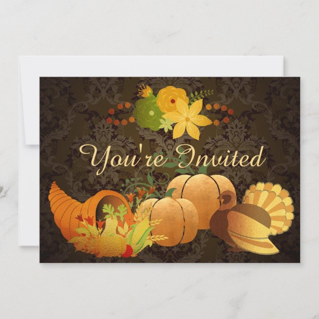 Invitación al cumpleaños de Golden Otumn Harvest D (Anverso)