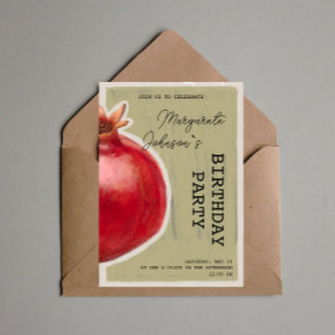 Invitación al cumpleaños de Green Chalk Pomegrane