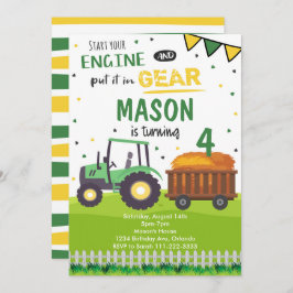 Invitación al cumpleaños de Green Farm Tractor
