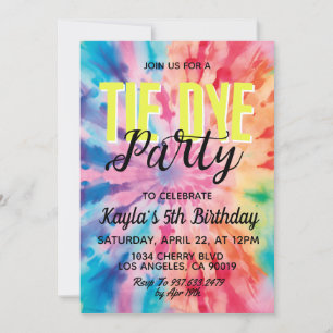Invitación al cumpleaños de Groovy Retro Tie Dye