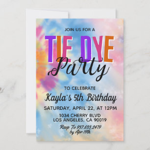 Invitación al cumpleaños de Groovy Retro Tie Dye