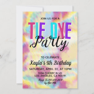 Invitación al cumpleaños de Groovy Retro Tie Dye