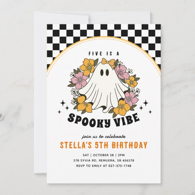 Invitación al cumpleaños de Groovy Spooky Chica Ha (Anverso)