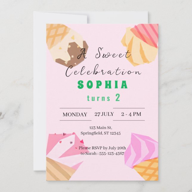 Invitación al cumpleaños de Guay Summer Popsicle (Anverso)