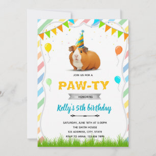 Invitación al cumpleaños de Guinea Pig