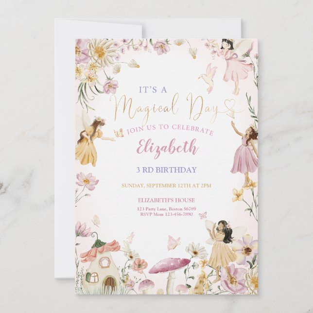 Invitación al cumpleaños de hadas (Anverso)