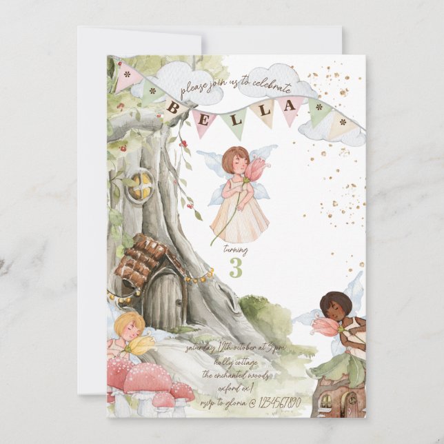 Invitación al cumpleaños de hadas (Anverso)