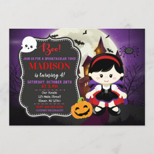 Invitación al cumpleaños de Halloween de chica Vam