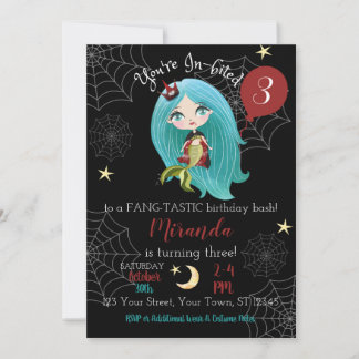 Invitación al cumpleaños de Halloween de la Sirena