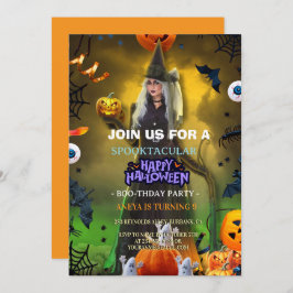 Invitación al cumpleaños de Halloween en Spooktacu