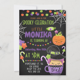 Invitación al cumpleaños de Halloween Witch Cauldr