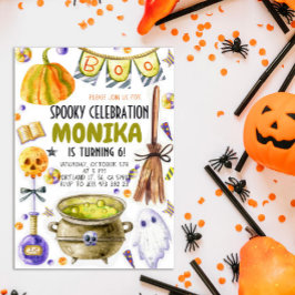 Invitación al cumpleaños de Halloween Witch Cauldr