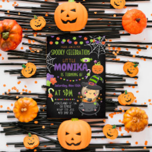 Invitación al cumpleaños de Halloween Witch Cauldr