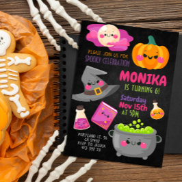 Invitación al cumpleaños de Halloween Witch Cauldr