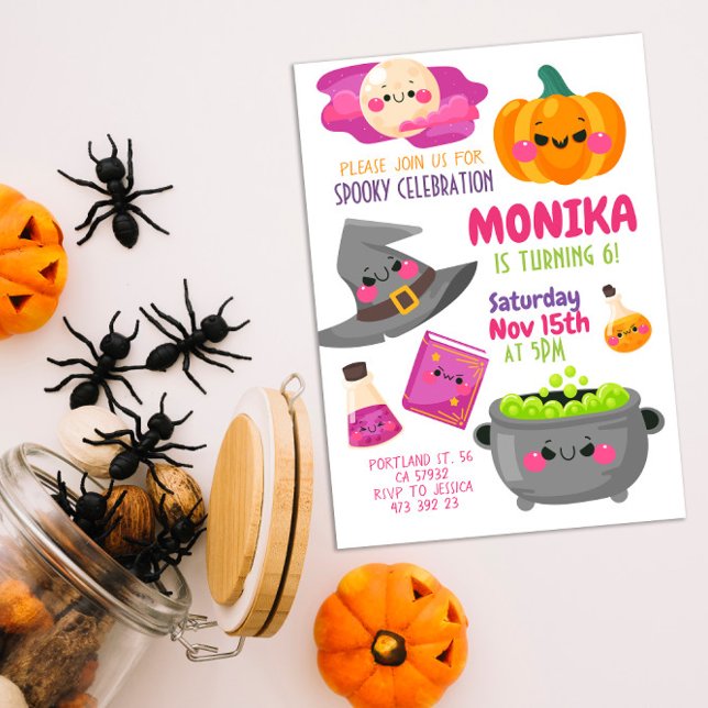 Invitación al cumpleaños de Halloween Witch Cauldr (Subido por el creador)