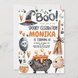 Invitación al cumpleaños de Halloween Witch Cauldr