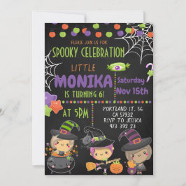 Invitación al cumpleaños de Halloween Witch Cauldr