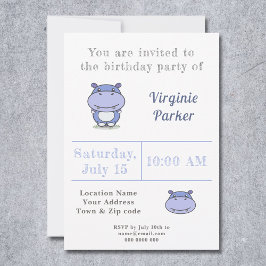 Invitación al cumpleaños de Hippo Cute