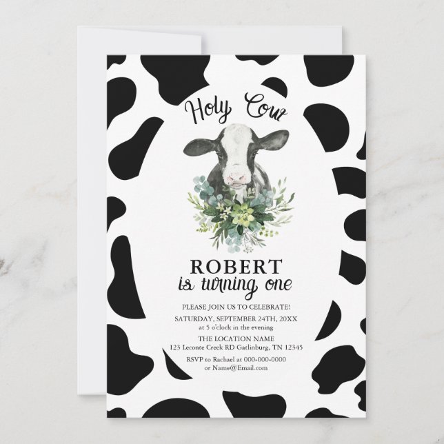 Invitación al cumpleaños de Holy Cow Boy Farm (Anverso)