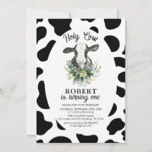 Invitación al cumpleaños de Holy Cow Boy Farm