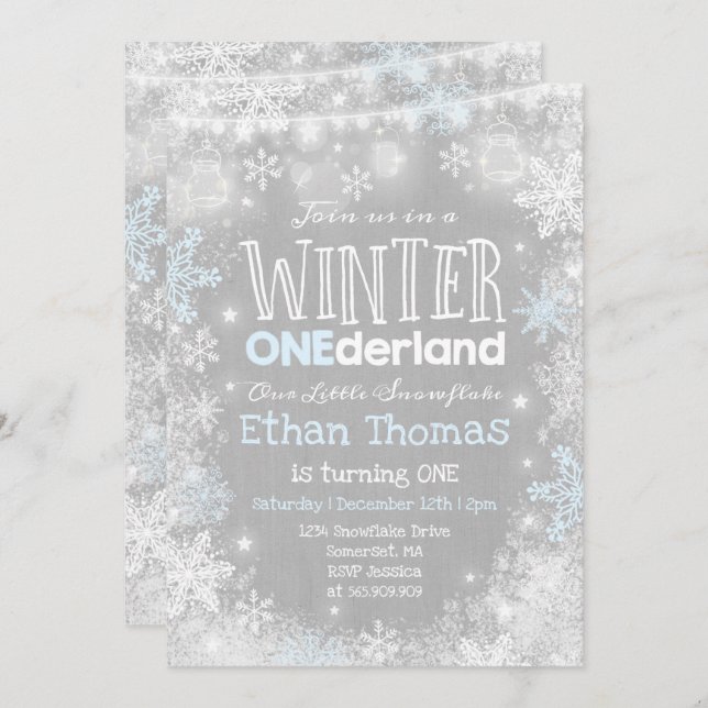 Invitación al cumpleaños de invierno de ONEderland (Anverso / Reverso)