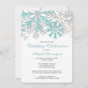 Invitación al cumpleaños de invierno de Snowflake