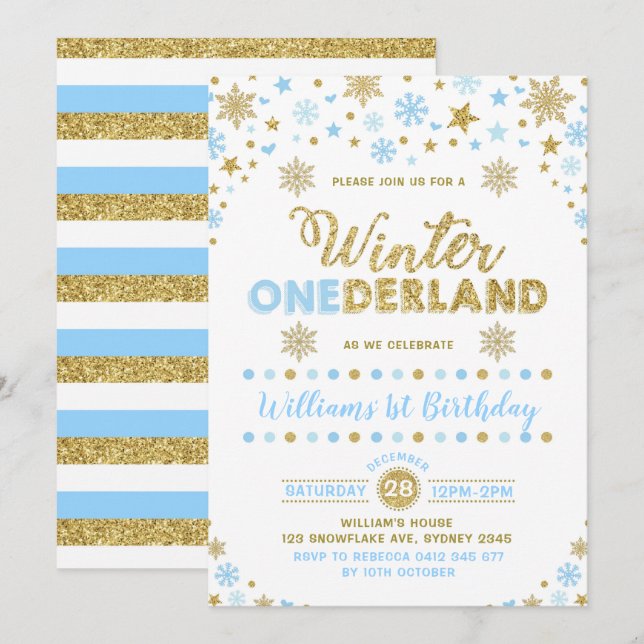 Invitación al cumpleaños de invierno en ONEderland (Anverso / Reverso)