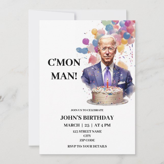 Invitación al cumpleaños de Joe Biden (Anverso)