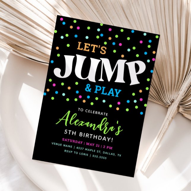 Invitación al cumpleaños de Jump Neon Trampoline (Subido por el creador)