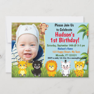 Invitación al cumpleaños de Jungle Safari Animals