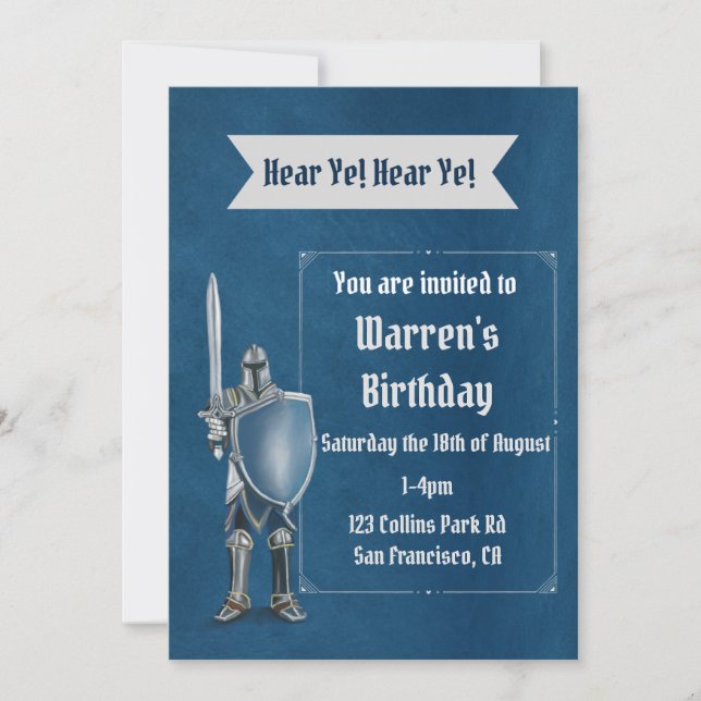 Invitación al cumpleaños de Knight (Anverso)