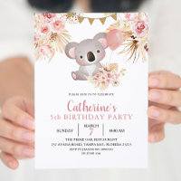 Invitación al cumpleaños de Koala y Pampas