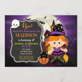 Invitación al cumpleaños de la bruja de Halloween