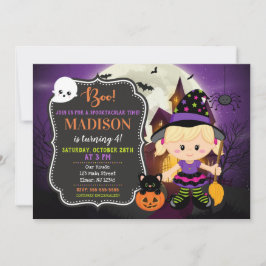 Invitación al cumpleaños de la bruja de Halloween