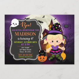 Invitación al cumpleaños de la bruja de Halloween