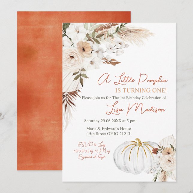 Invitación al cumpleaños de la Calabaza Blanca de  (Anverso / Reverso)