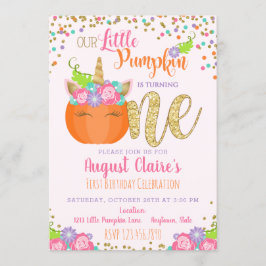 Invitación al cumpleaños de la calabaza de Unicorn