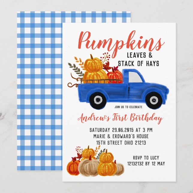 Invitación al cumpleaños de la Calabaza del Camión (Anverso / Reverso)