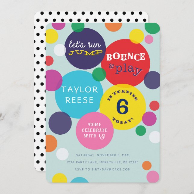 Invitación al cumpleaños de la casa de saltar Bonz (Anverso / Reverso)