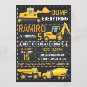Invitación al cumpleaños de la construcción