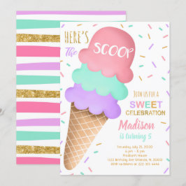 Invitación al cumpleaños de la crema de hielo Scoo