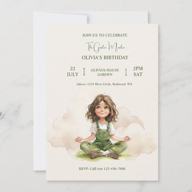 Invitación al cumpleaños de la criada en el jardín (Anverso)