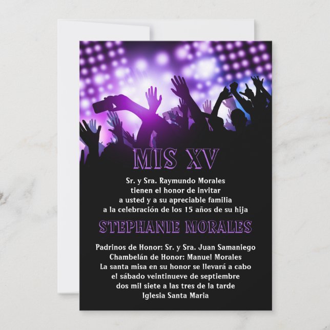 Invitación al cumpleaños de la estrella de rock pú (Anverso)