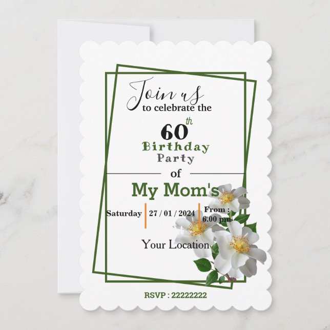 Invitación al cumpleaños de la flor blanca (Anverso)