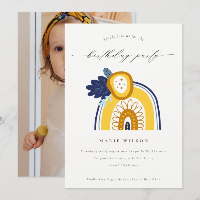Invitación al cumpleaños de la florida foto arcoir (Anverso / Reverso)