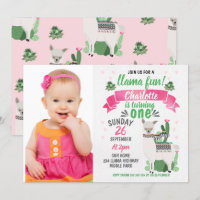 Invitación al cumpleaños de la foto de chicas Llam